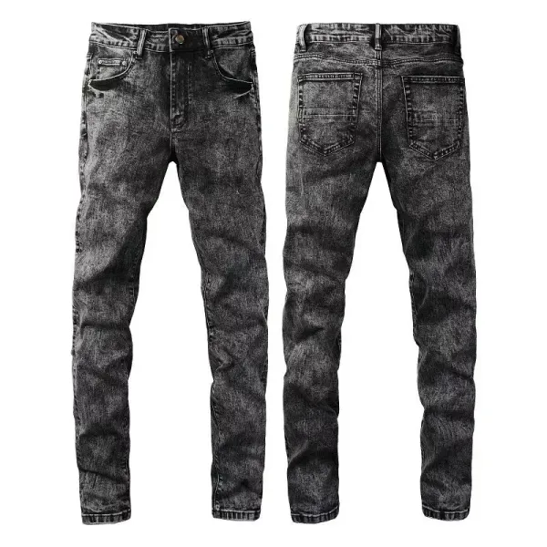 Custom Printed Distressed Palm Tree Gradient Jeans - 17