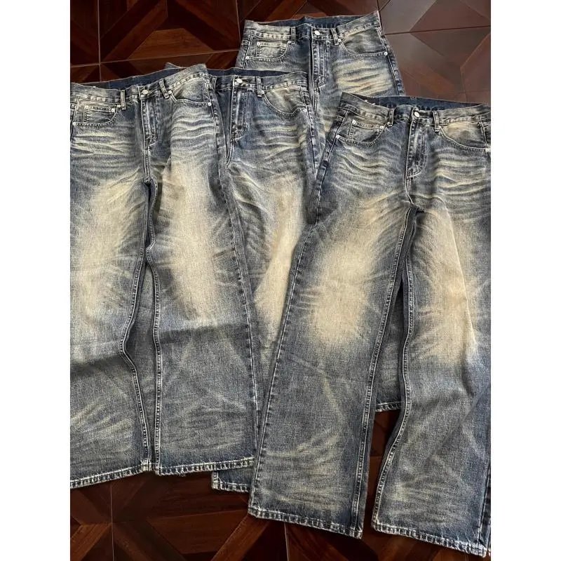 Cross border foreign trade American style China-Chic Spring and Autumn Street Versatile Slightly Lala Loose Straight Tube Casual Wash Used Denim Pants
