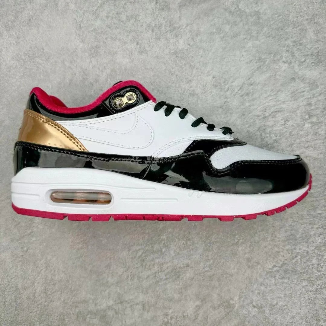 Nike Air Max 1 Retro White Black Gold Pink Patent