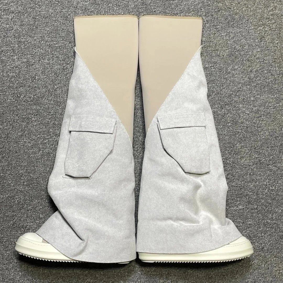White and gray goddess boots SKU image