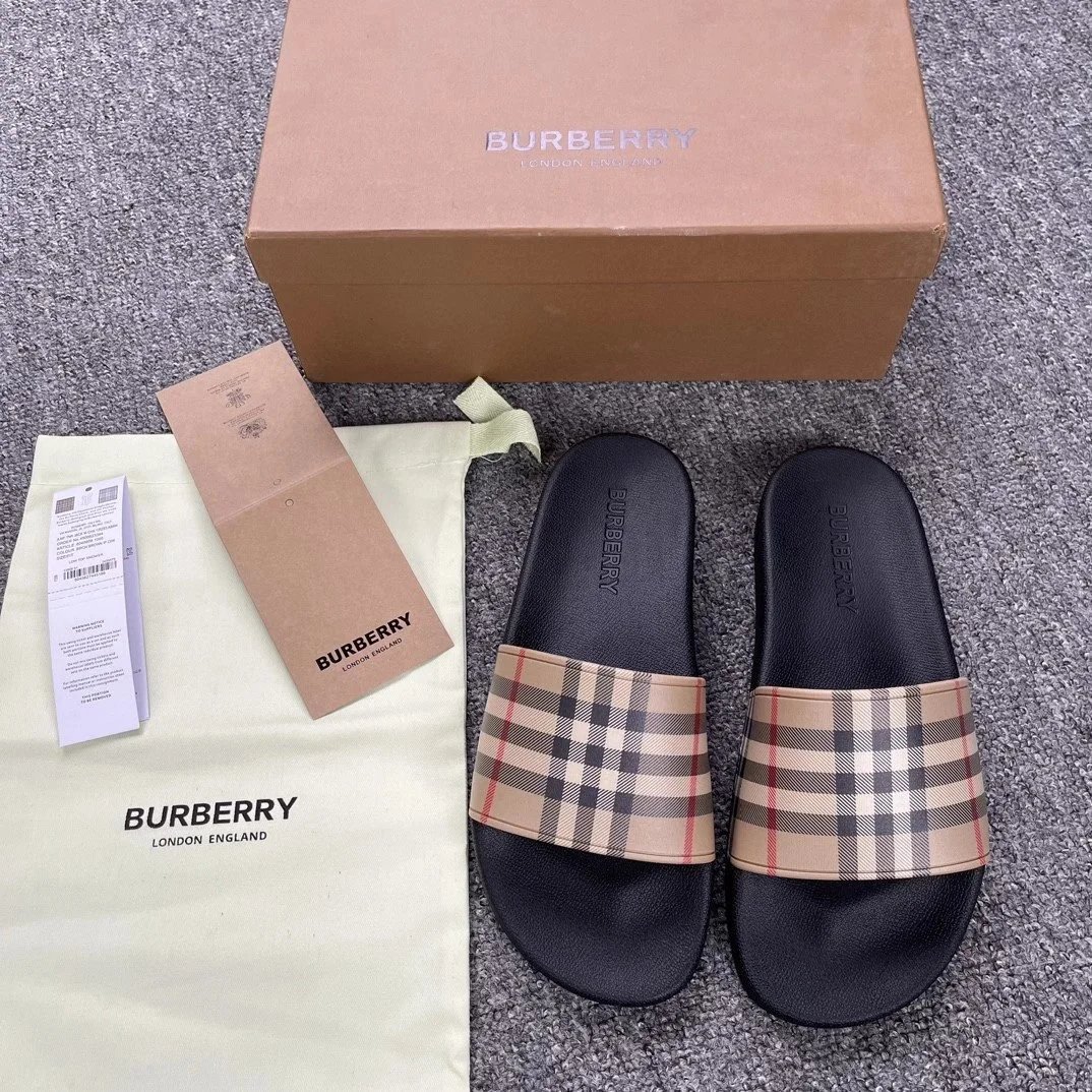Burberry Plaid Slide Sandals