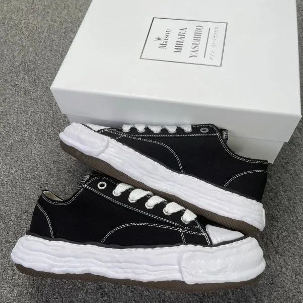 Maison Mihara Yasuhiro Tabi Sneaker Black / White Canvas Sneakers - 1
