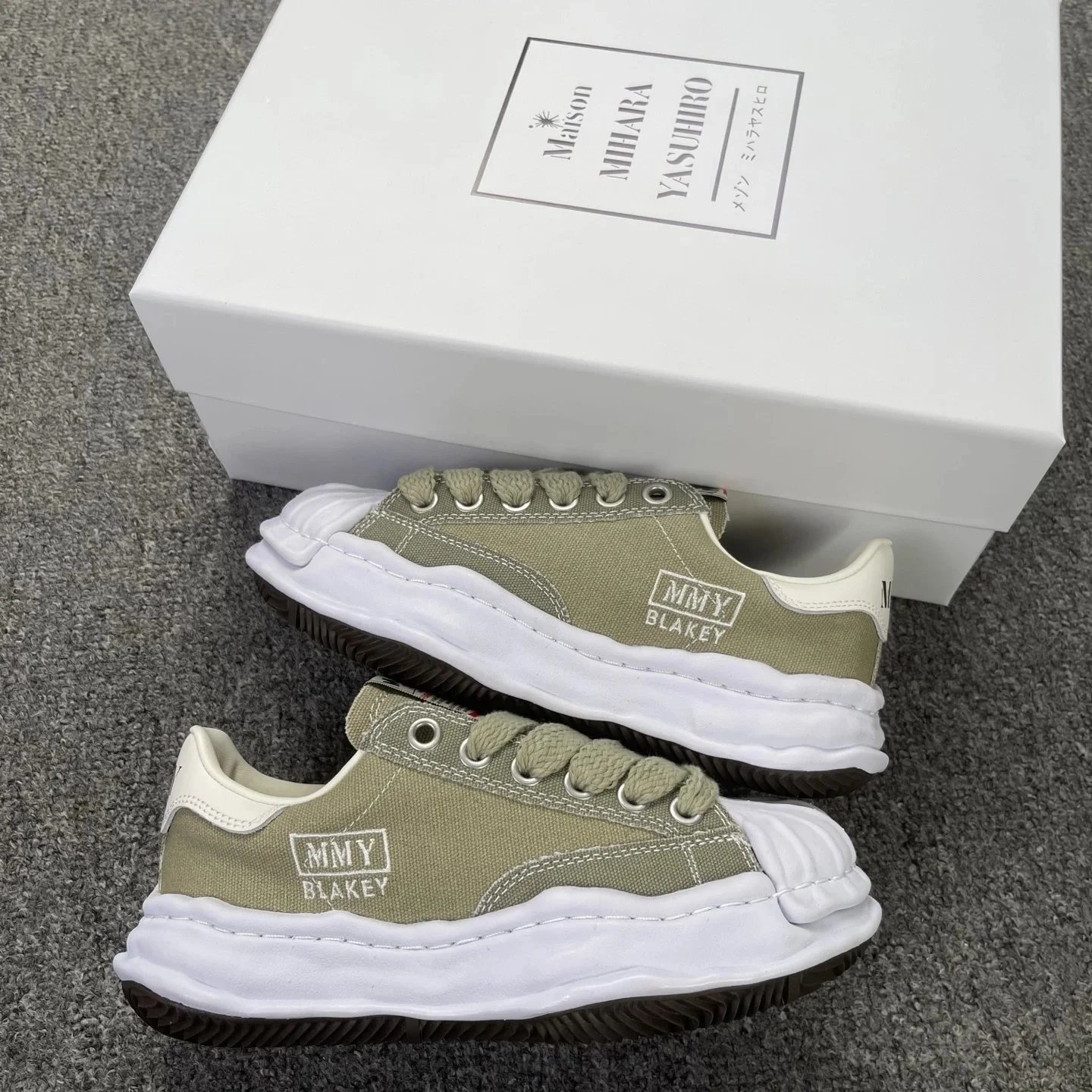 Maison Mihara Yasuhiro MMY Blakey Olive Green Canvas Sneakers