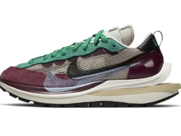 Nike x Sacai Vaporwaffle Burgundy Green Multicolor Sneakers - 1
