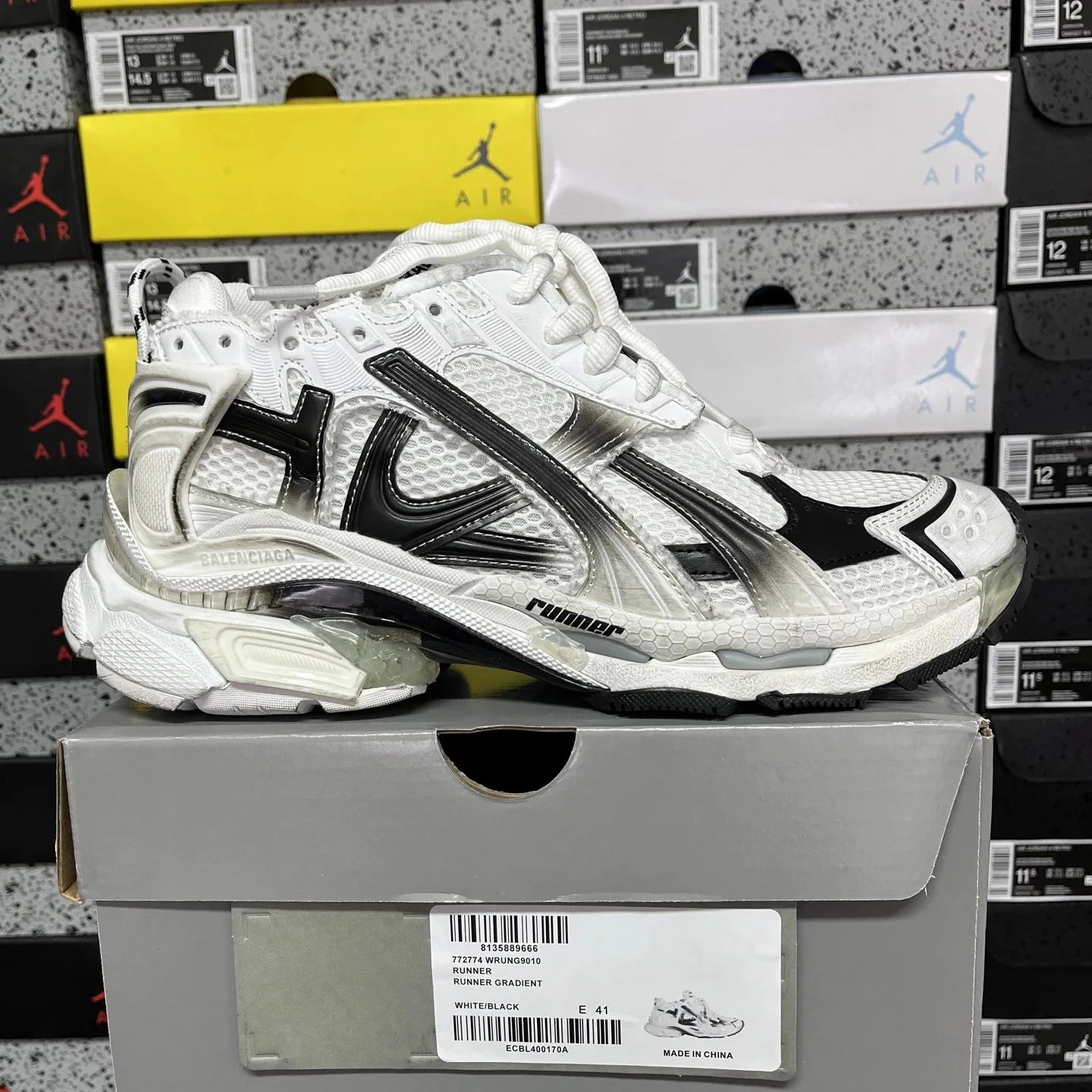 Balenciaga Runner Sneaker White Black Gradient 772774 WRUNG 9010