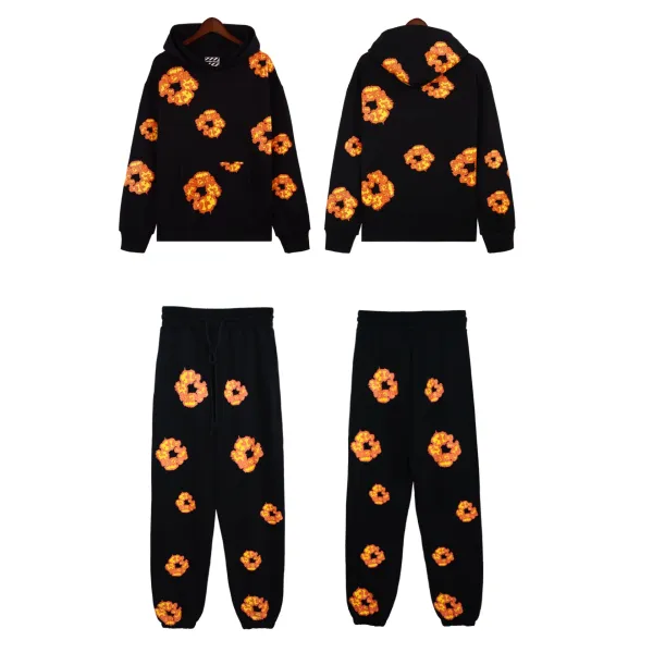 Off-White Fire Ring Print Hoodie and Sweatpants Set Black - 1