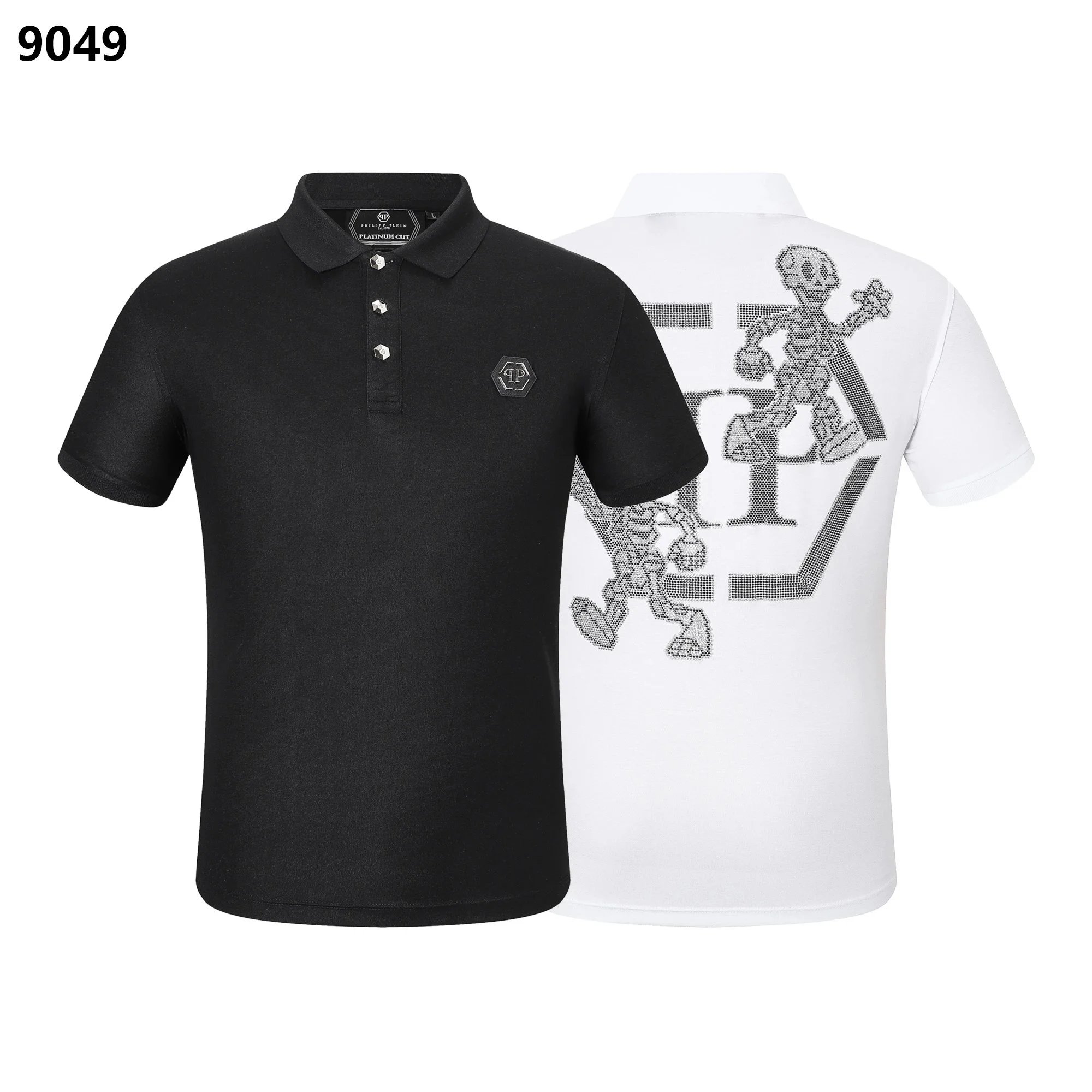 Philipp Plein White polo shirt with rhinestone skull graphic product photo 4