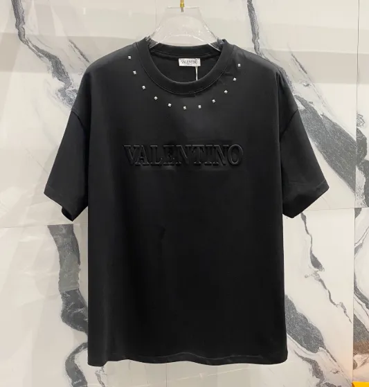 Valentino Rockstud Embossed Logo Black T-Shirt - 1