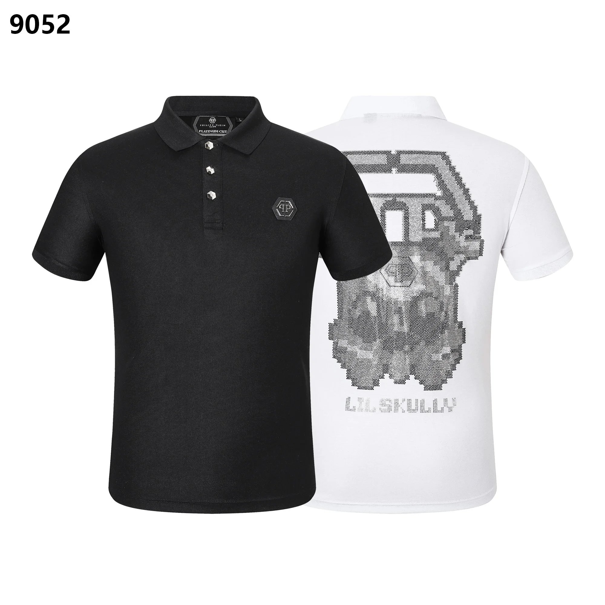 Philipp Plein White polo shirt with rhinestone skull graphic product photo 2