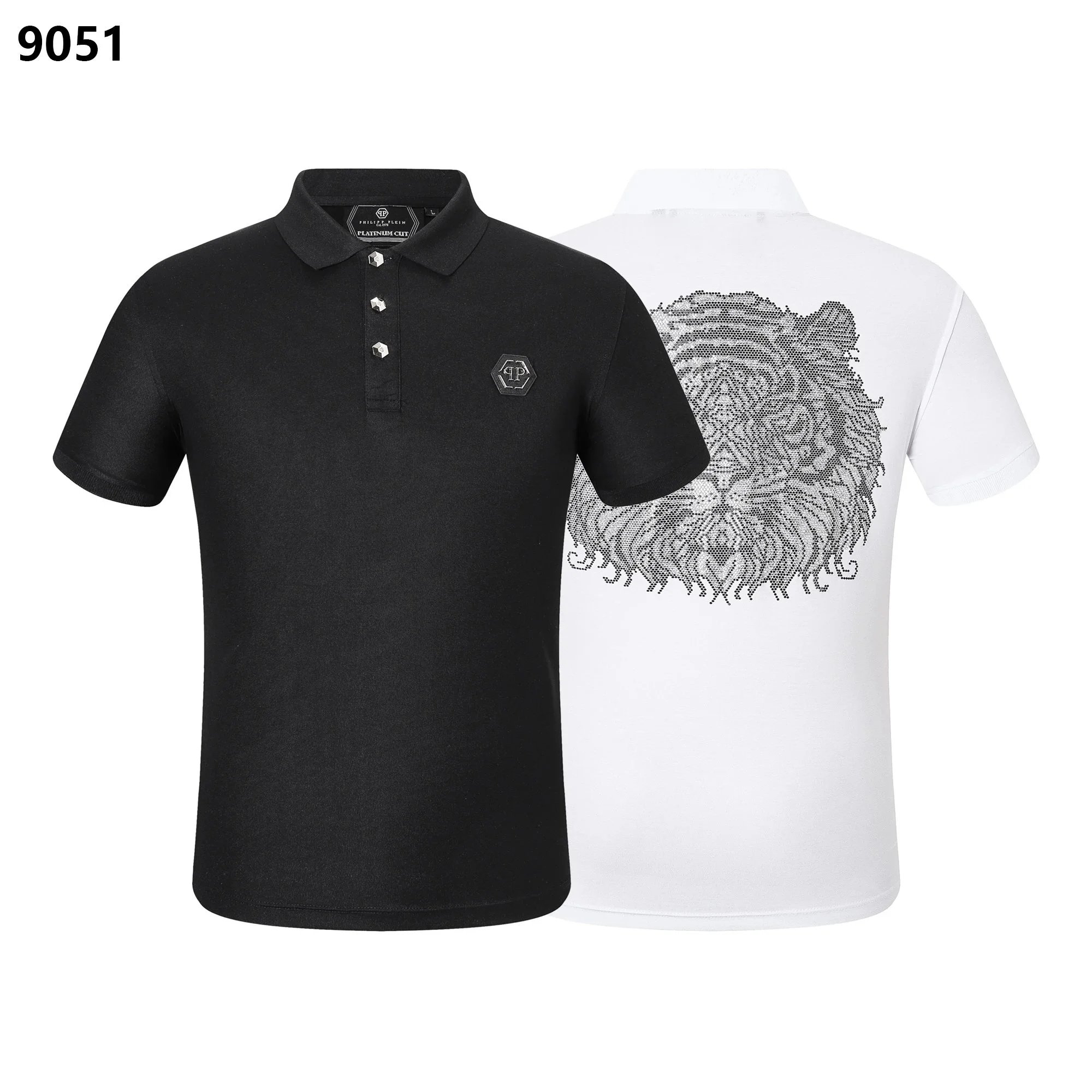 Philipp Plein Philipp Plein Tiger Print Polo Shirt - Black/White 02 White Black