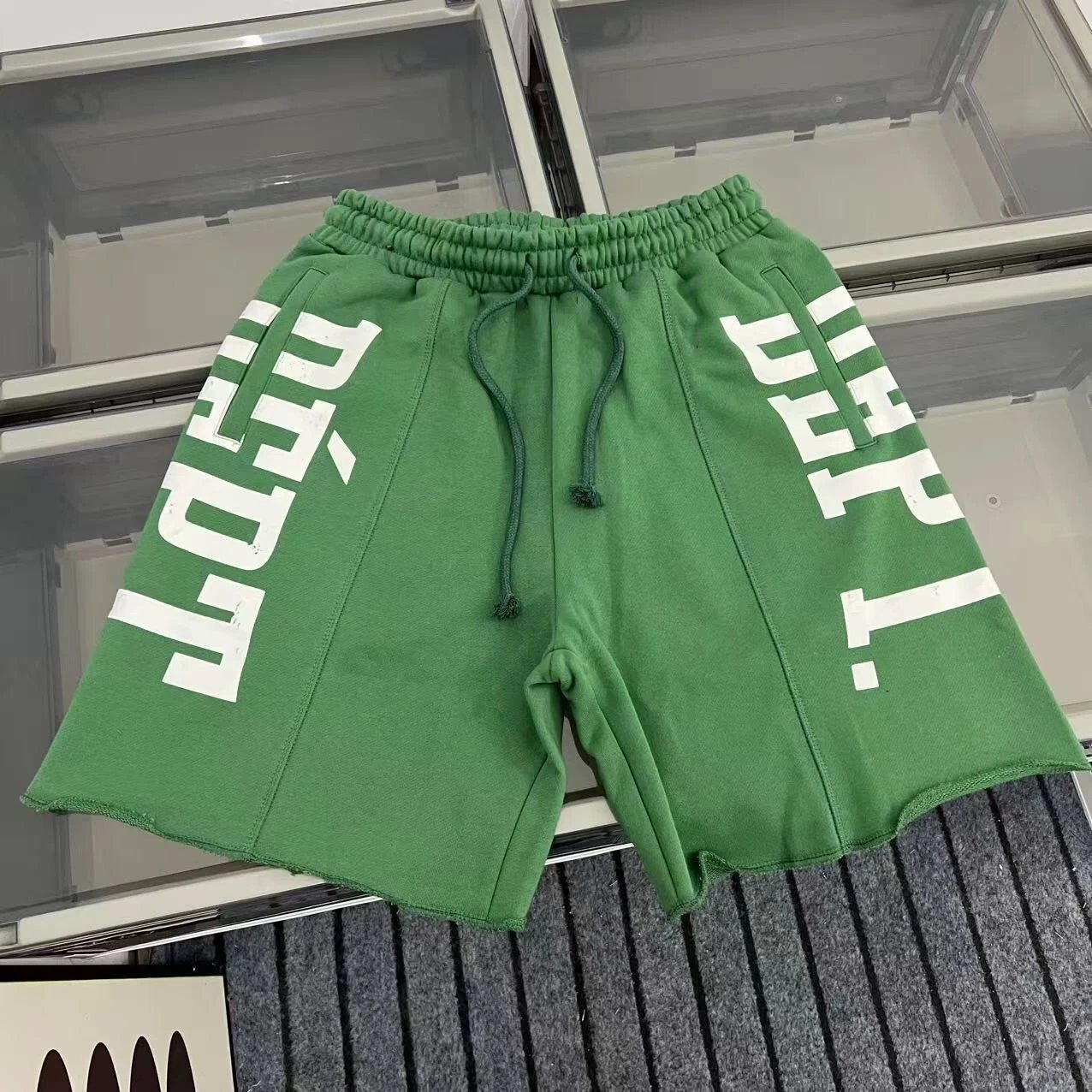 Off-White™ Diagonal Logo Sweat Shorts Green