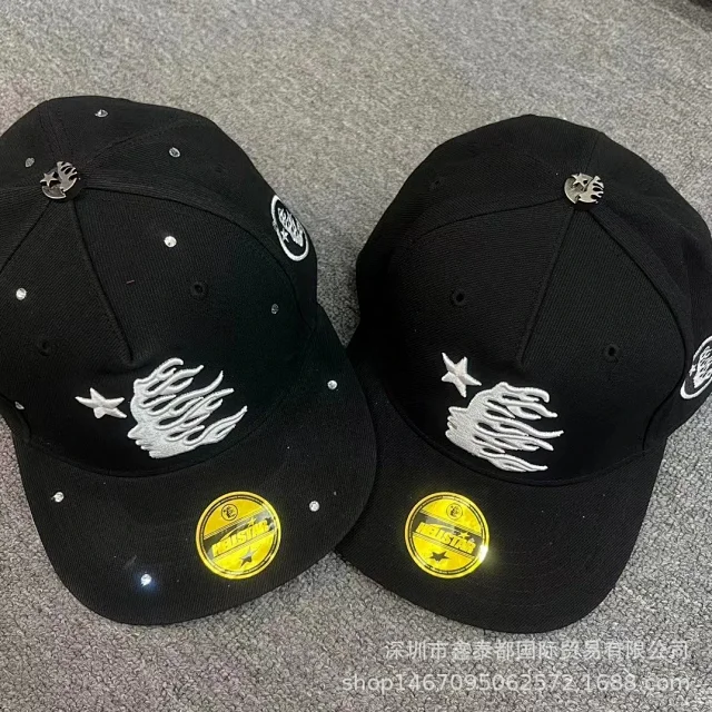 Hellstar Hats Embroidered star and flame graphic baseball cap product detail image 2