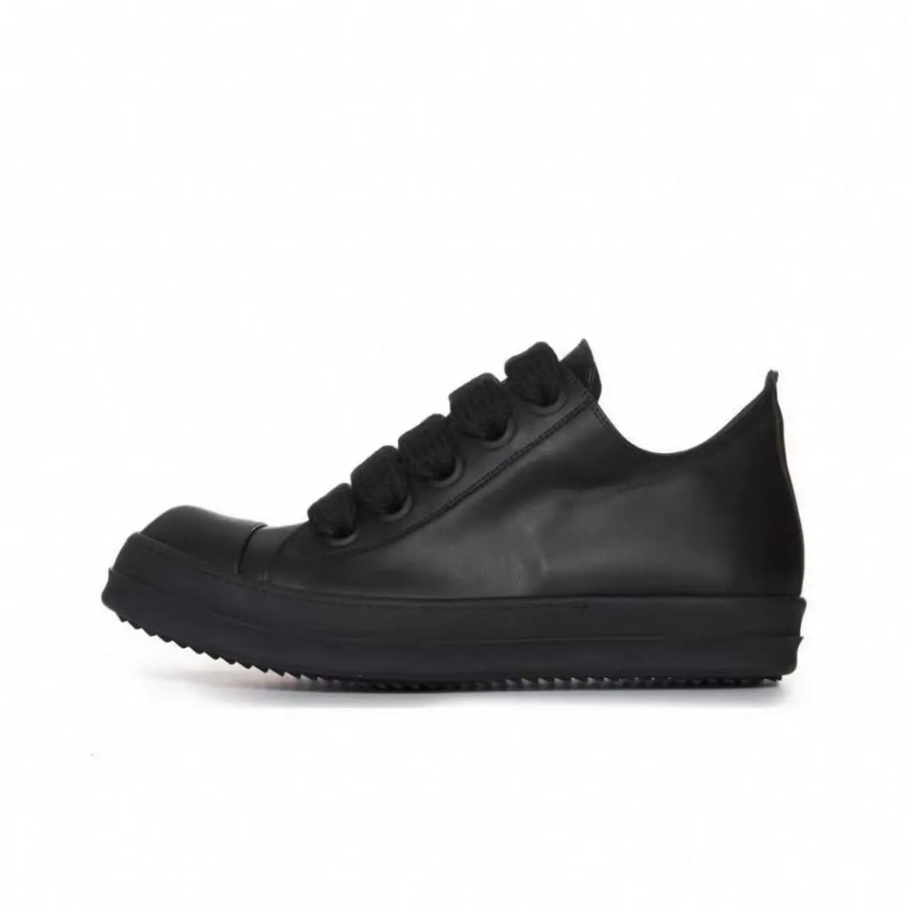 Black leather thick shoelaces