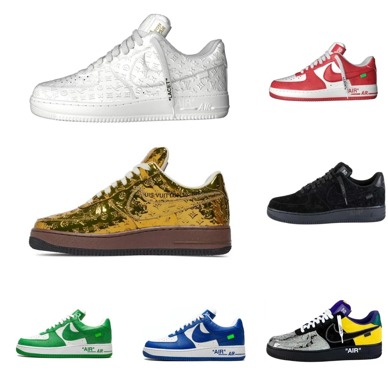 Low-Top Limited Edition Cowhide Leather Skateboard Sneakers Size 1 - White, Black-White, Purple-White, White-Yellow, White-Blue, White-Sotheby's Brown, Gold, Black-Silver-Yellow, Black, Green, Red
