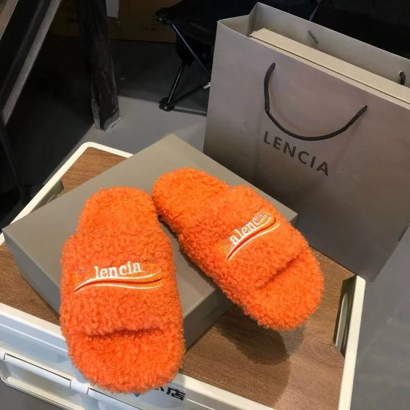 TB Letter Embroidered Fuzzy Slippers photo 6