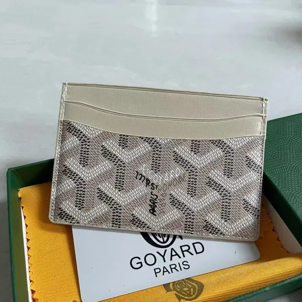 Goyard Saint-Louis Card Holder Beige Canvas Wallet - 1