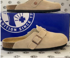 Birkenstock Slippers Boston Buckle Clogs — Sand color/cow suede