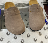 Birkenstock Slippers Boston Buckle Clogs — Dark Gray/Cow Suede
