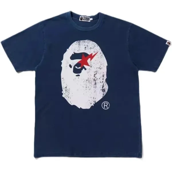 A Bathing Ape x David Bowie Bapesta Graphic T-Shirt Navy - 1