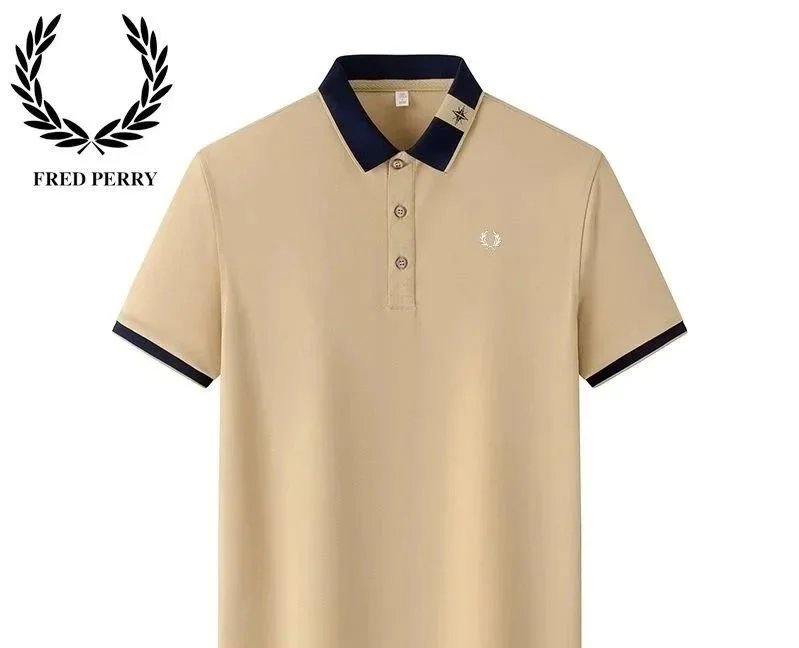 Fred Perry Fred Perry Cream & Navy Polo Shirt Beige