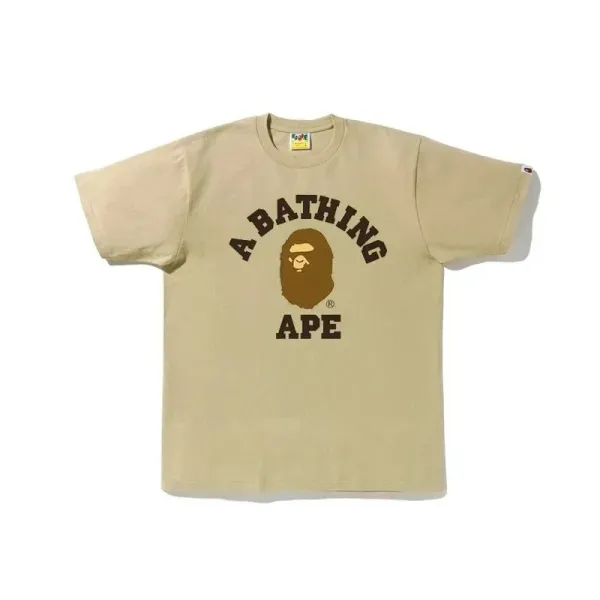 A Bathing Ape Classic猿人头印花Beige T-Shirt - 1