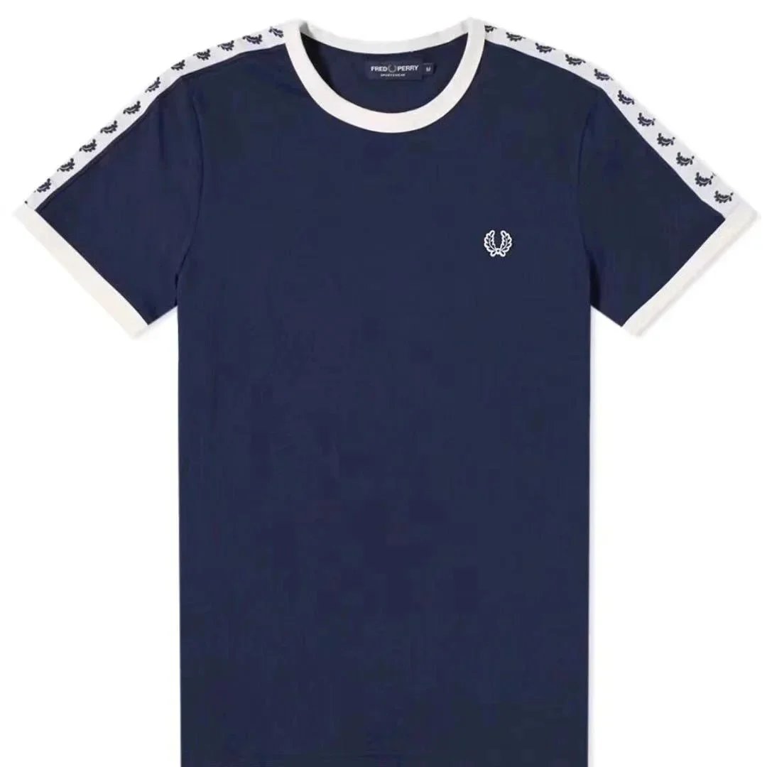 Fred Perry Fred Perry Navy Blue Tape Detail T-Shirt Navy