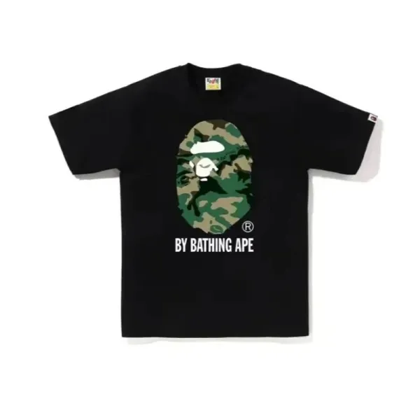 A Bathing Ape Camo Ape Head Black T-Shirt - 1