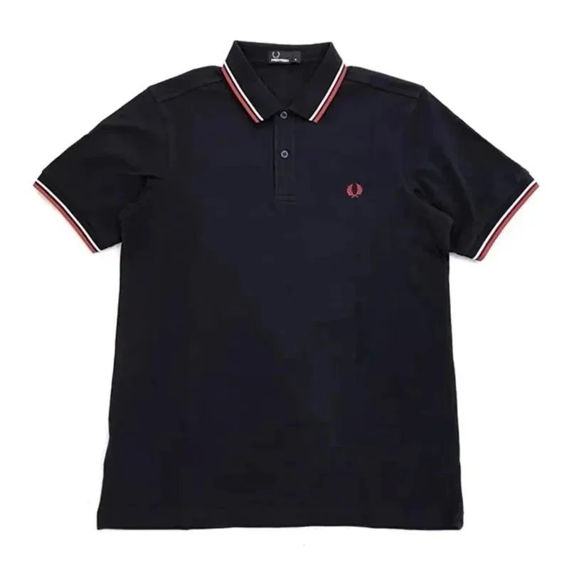 Fred Perry Fred Perry Classic Polo Shirt - Black with Red and White Trim Navy