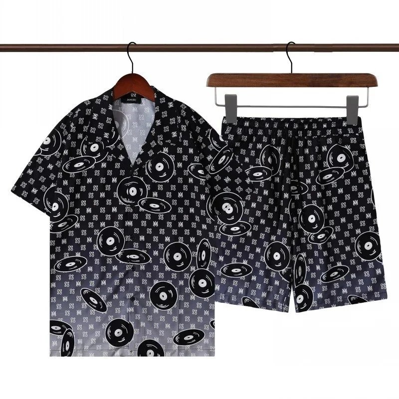 AMIRI Matching Sets Short-Sleeve Printed Shirt and Drawstring Shorts Set — Q260#+K71#
