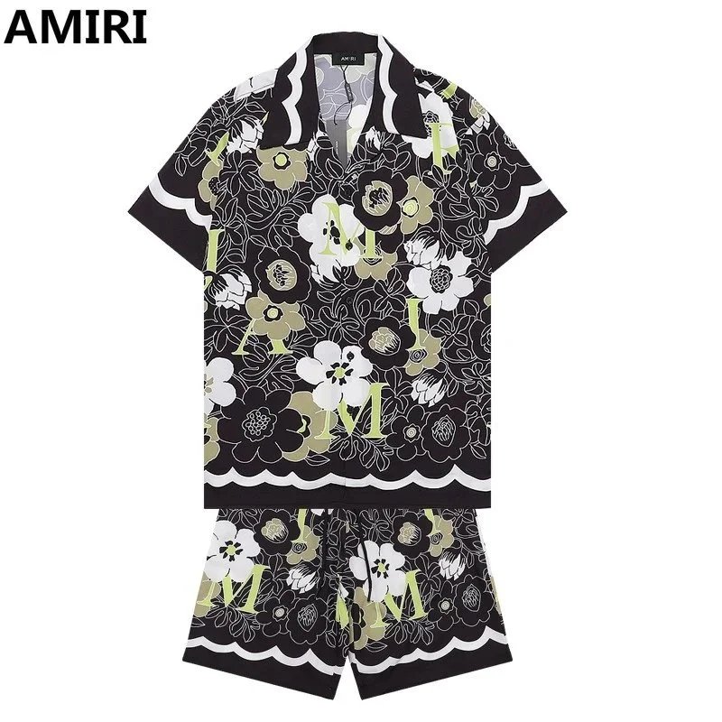AMIRI Matching Sets Short-Sleeve Printed Shirt and Drawstring Shorts Set — Q109#+K30#