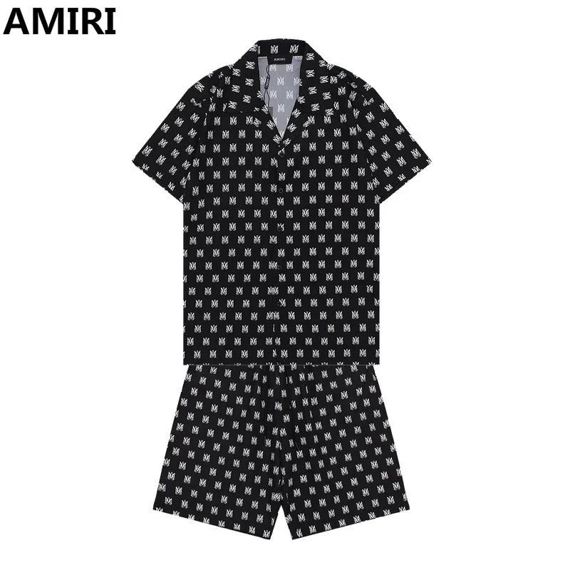 AMIRI Matching Sets Short-Sleeve Printed Shirt and Drawstring Shorts Set — Q116#+K37#