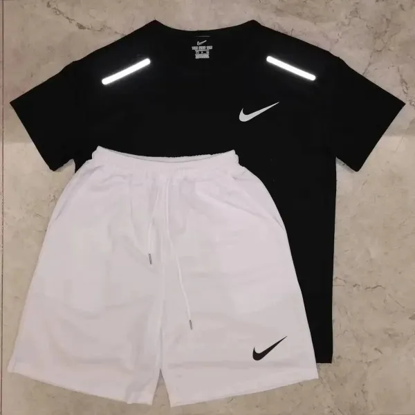 Nike Reflective Performance T-Shirt and Training Shorts Set Black/White - 1