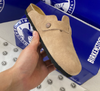 Birkenstock Slippers Boston Buckle Clogs — Mud color/cow suede