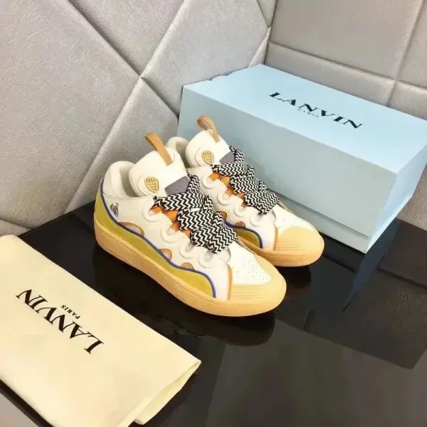 Lanvin Run Away Sneakers White Yellow Black Zigzag Lace Sneakers - 1