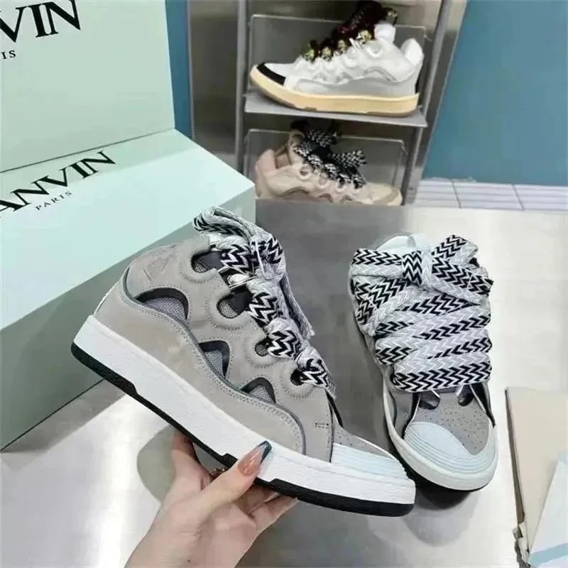 Lanvin Lanvin Grey & White Sneakers with Zigzag Laces Grey
