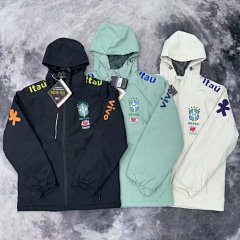 Brazil Football Windbreaker Cotton Padded Jacket Paris Barcelona Chelsea Men Women Fleece Lined Lightweight