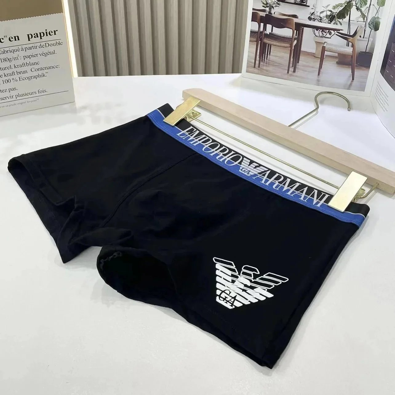 Emporio Armani Underwear Men's logo waistband boxer briefs, 3-piece set image 4
