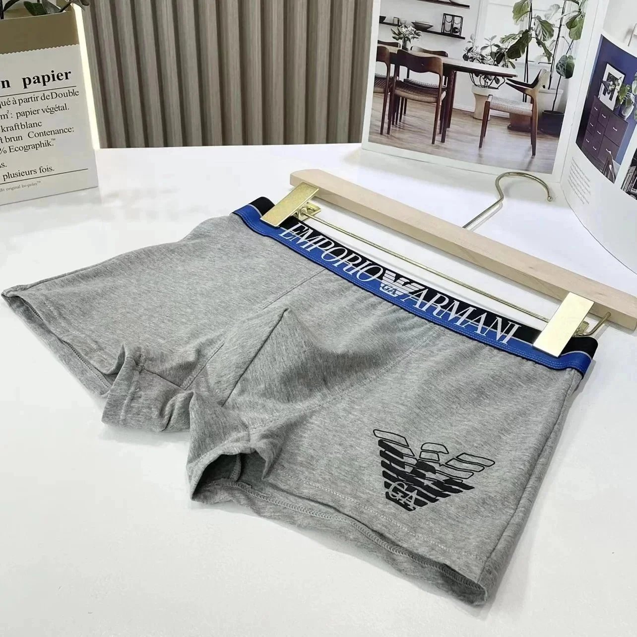 Emporio Armani Underwear Men's logo waistband boxer briefs, 3-piece set image 5