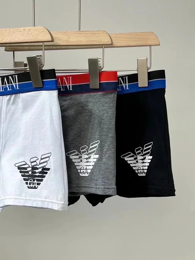 Emporio Armani Underwear Men's logo waistband boxer briefs, 3-piece set product detail image 4