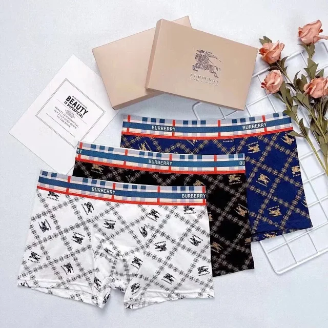 Burberry Underwear Plaid Logo Boxer Briefs, 3-Pack product detail image 2