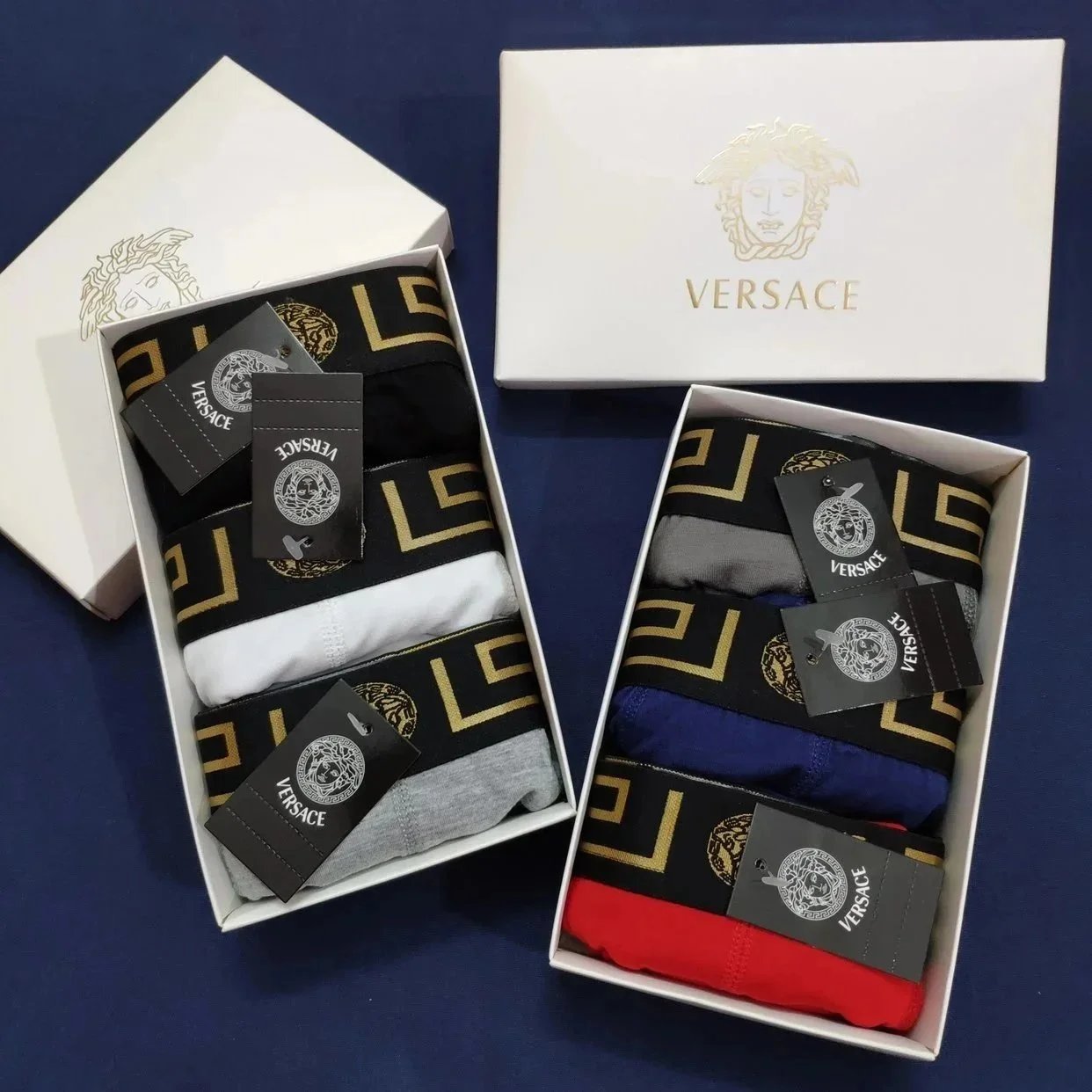 Versace Underwear Men's Greca-waistband boxer briefs, 3-pack image 6