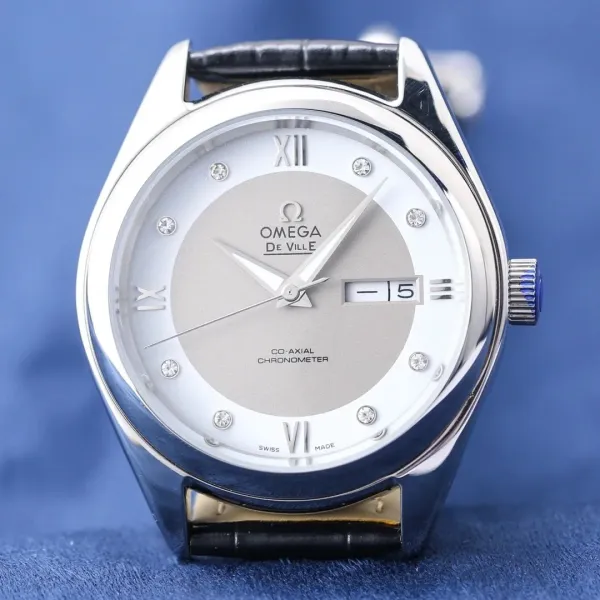 Omega De Ville Co-Axial Chronometer White Dial Diamond Hour Markers Mechanical Watch Watches - 3