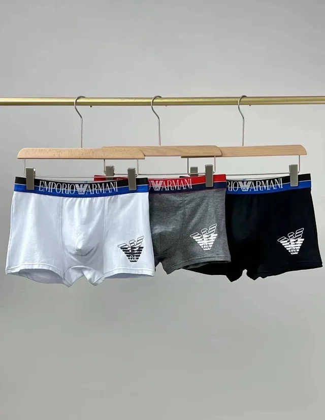 Emporio Armani Underwear Men's logo waistband boxer briefs, 3-piece set product detail image 2