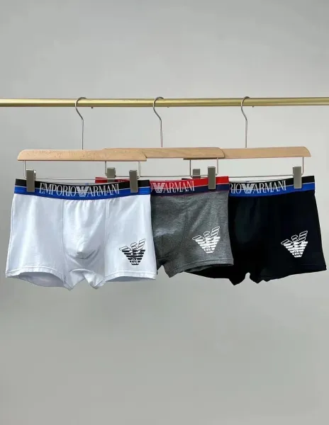 Emporio Armani Logo Waistband Boxer Briefs in Gray, Navy, and Black Underwear - 3