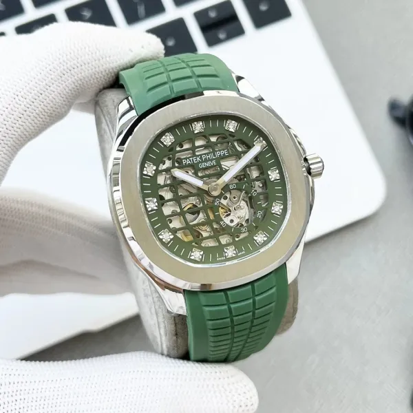 Patek Philippe Nautilus Skeleton Blue Rubber Strap Mechanical Watch Watches - 9