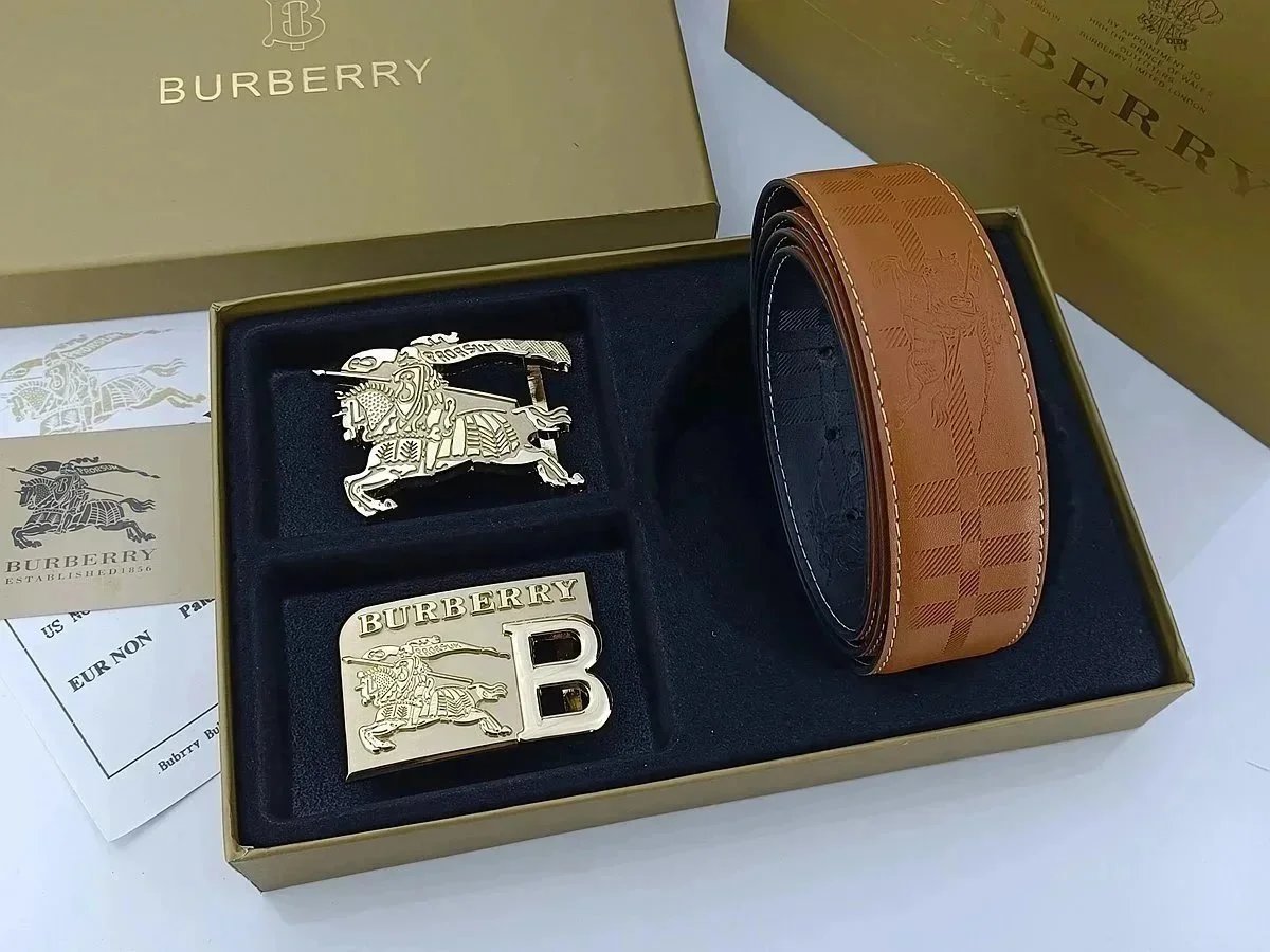 Burberry Leather Belt Brown Classic Buckle