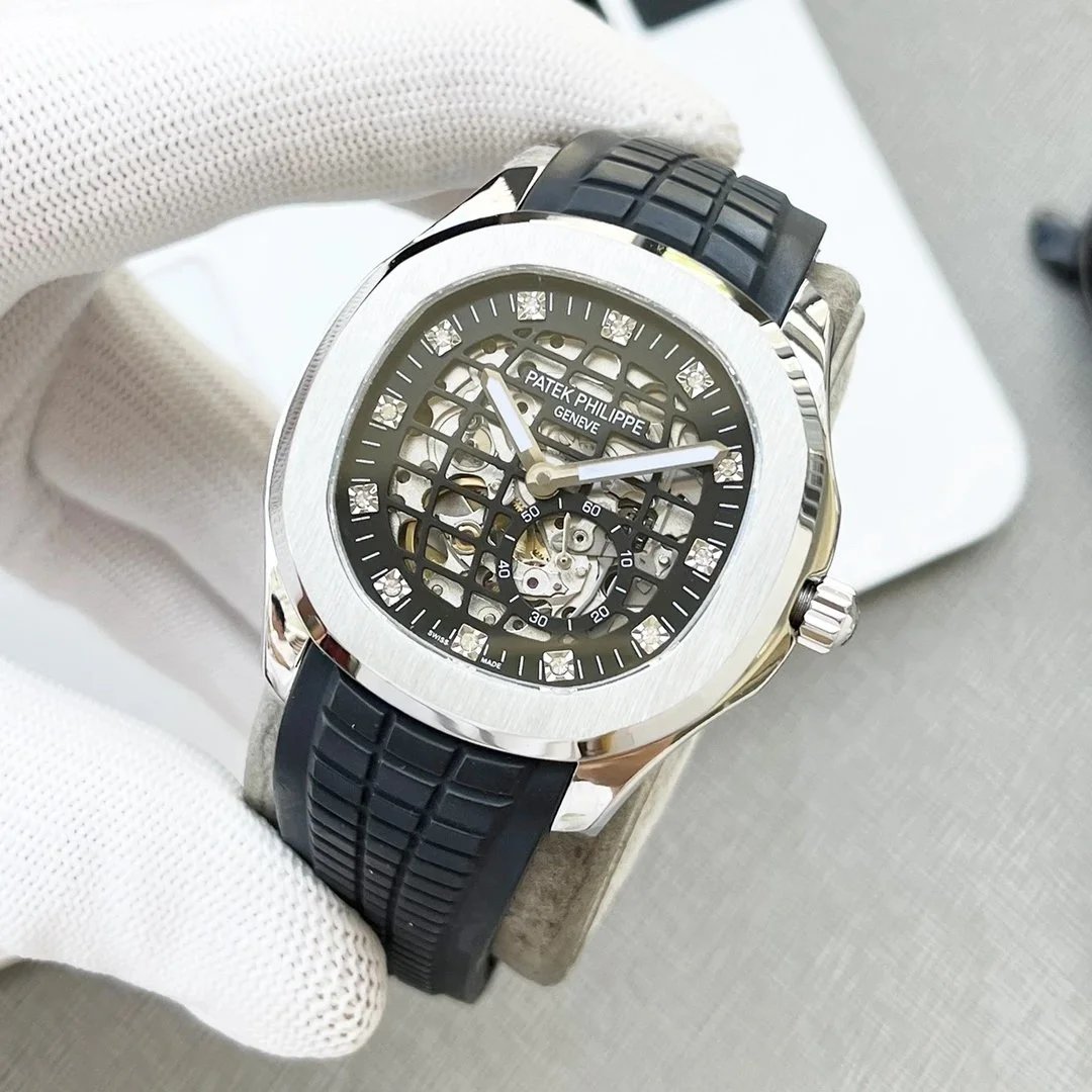 Patek Philippe Aquanaut Skeleton Black Rubber Strap Mechanical Watch Watches