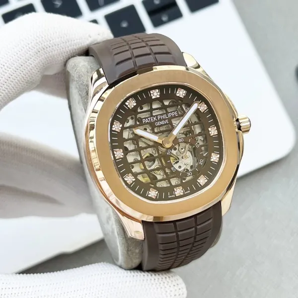 Patek Philippe Nautilus Skeleton Blue Rubber Strap Mechanical Watch Watches - 8