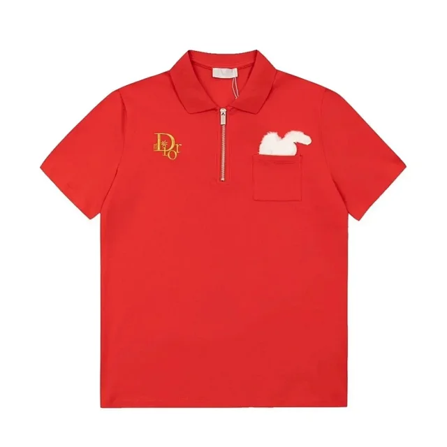 Dior Shirts Short-Sleeve Polo with Oblique Pattern and Zip-Placket Variants product detail image 5