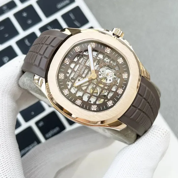 Patek Philippe Nautilus Skeleton Blue Rubber Strap Mechanical Watch Watches - 10